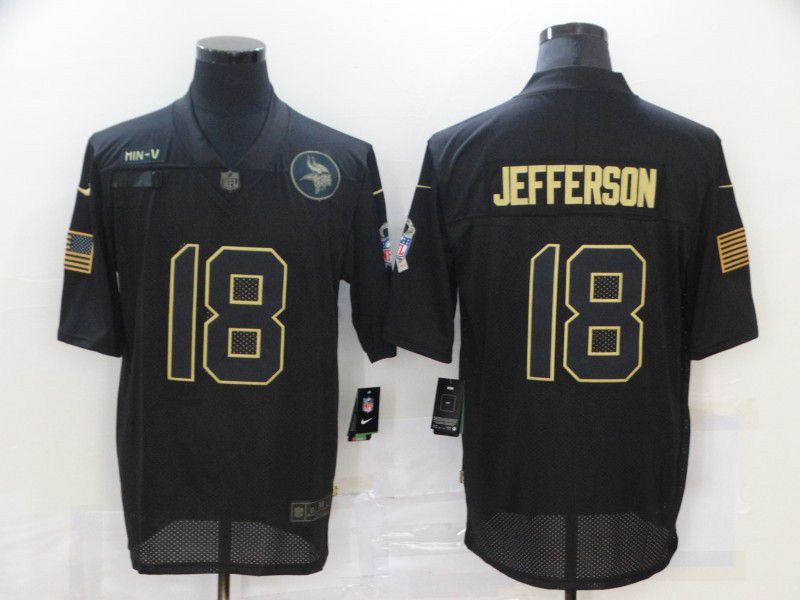 Men Minnesota Vikings #18 Jefferson Black gold lettering 2020 Nike NFL Jersey->minnesota vikings->NFL Jersey